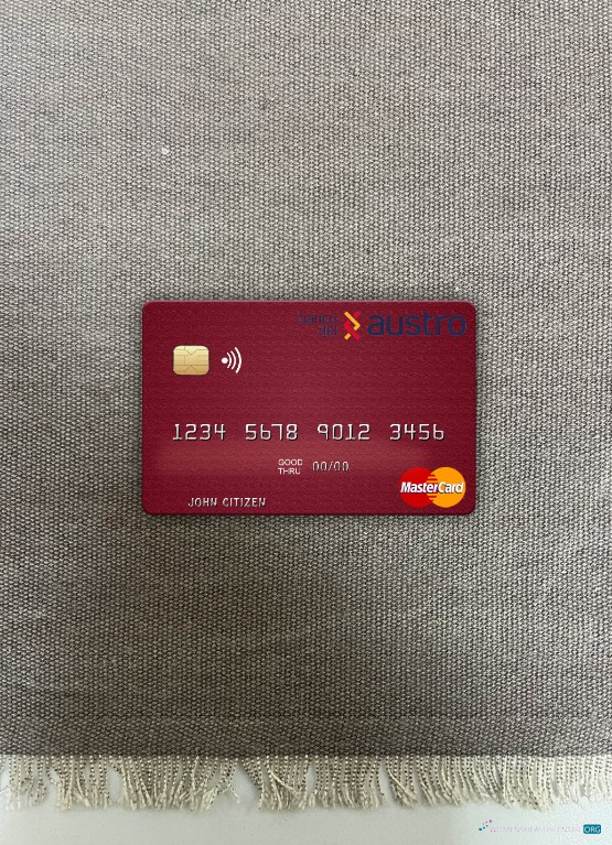 Download Ecuador Banco del Austro mastercard photolook front Photoshop template